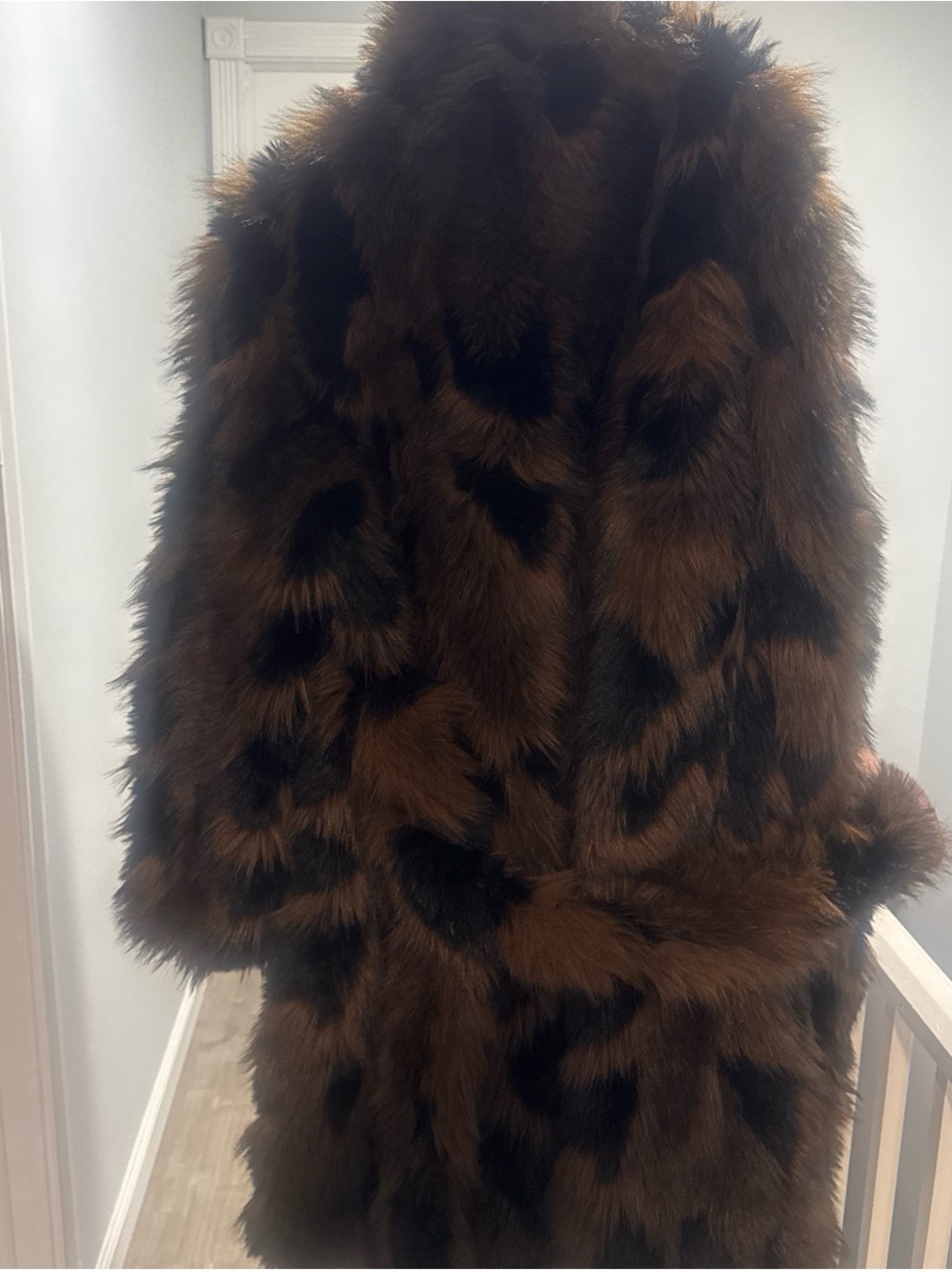 AKIRA Brown and Black Faux Fur Cape